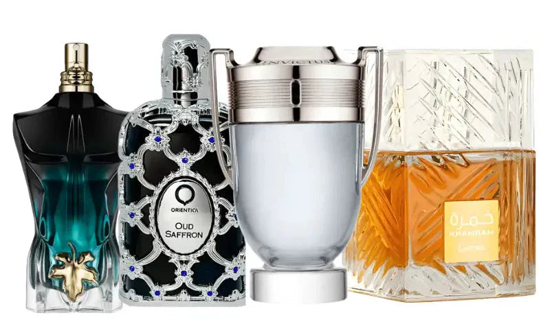 Комплект от 4 парфюма | Oud Saffron, Invictus, Le Beau Le Parfum, Khamrah